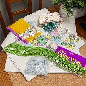 Vintage Mixed LOT Easter Decorations Wood Bead Plastic Window Metal Wall Hang